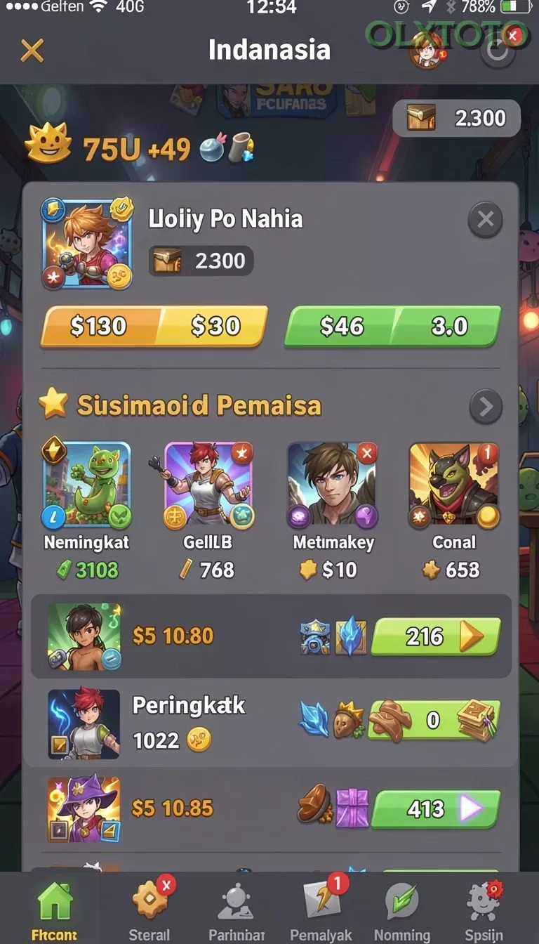 Cuplikan layar 988BET — menu navigasi