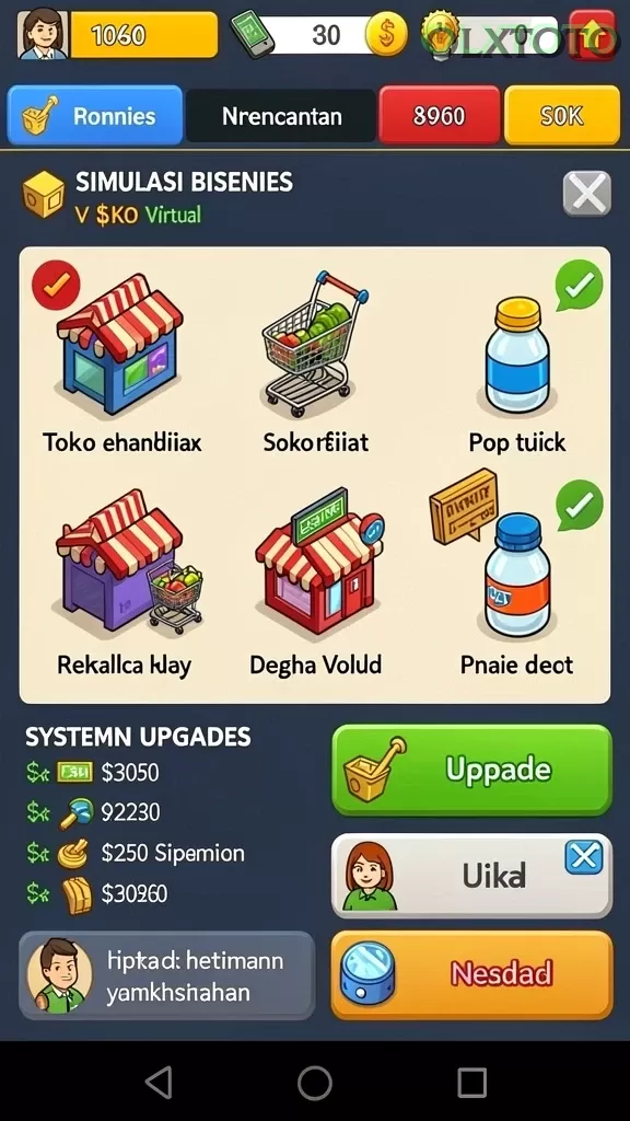 Cuplikan layar V21 — menu navigasi